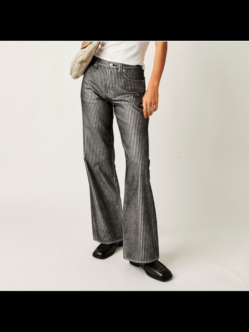 We The Free Tinsley Metallic Stripe Flare Jeans